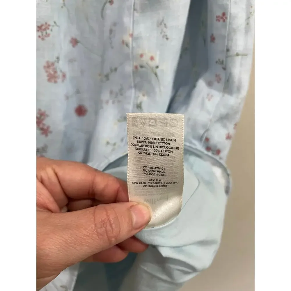 Aritzia Wilfred Chariot Linen Two Piece Set Blue Cottagecore XS Floral